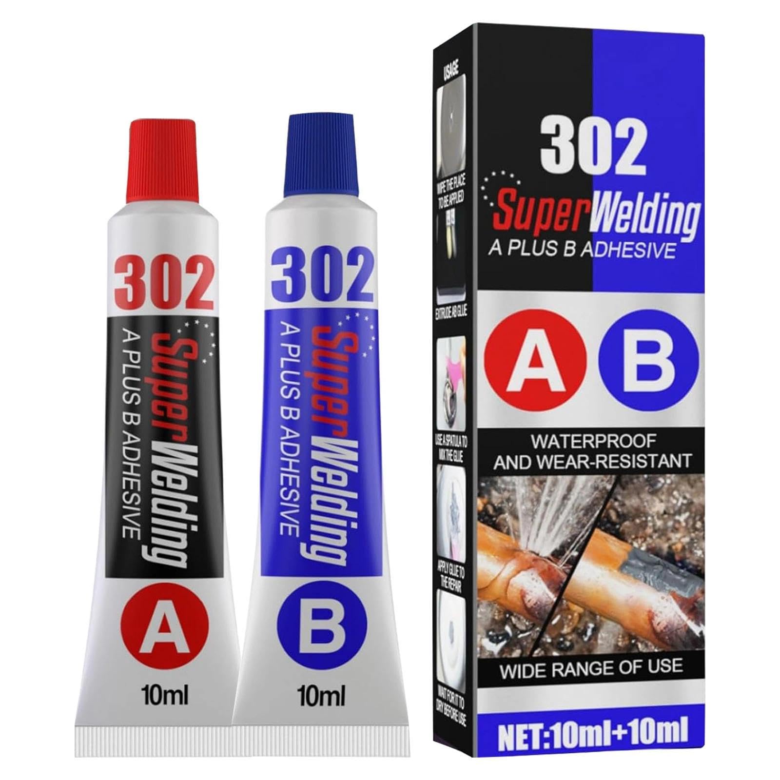 LANEPORD Strong AB Liquid Metal Weld Paste - 20ML Industrial Epoxy Glue, Heat & Chemical Resistant, Waterproof Super Cement for Stainless Steel & Metal Bonding, All Purpose Repair Adhesive