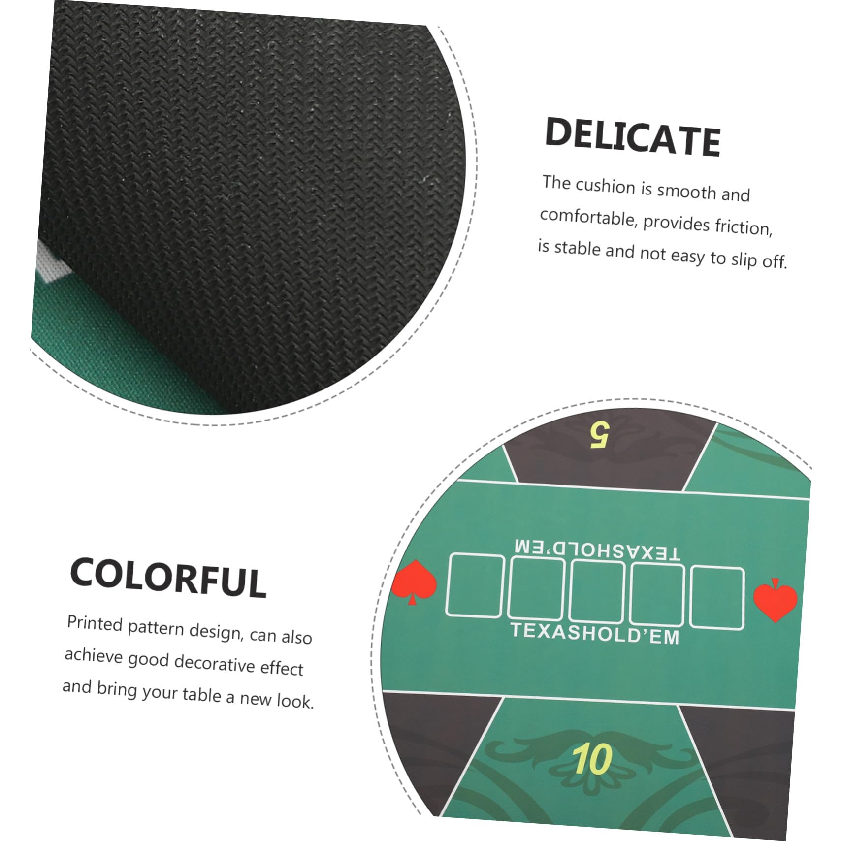 ERINGOGO Tapete de Mesa para Juegos de Mesa y Póquer Antideslizante de Goma para 10 Personas, Resistente y Portátil, Adecuado para Entretenimiento Familiar y Torneos de Cartas