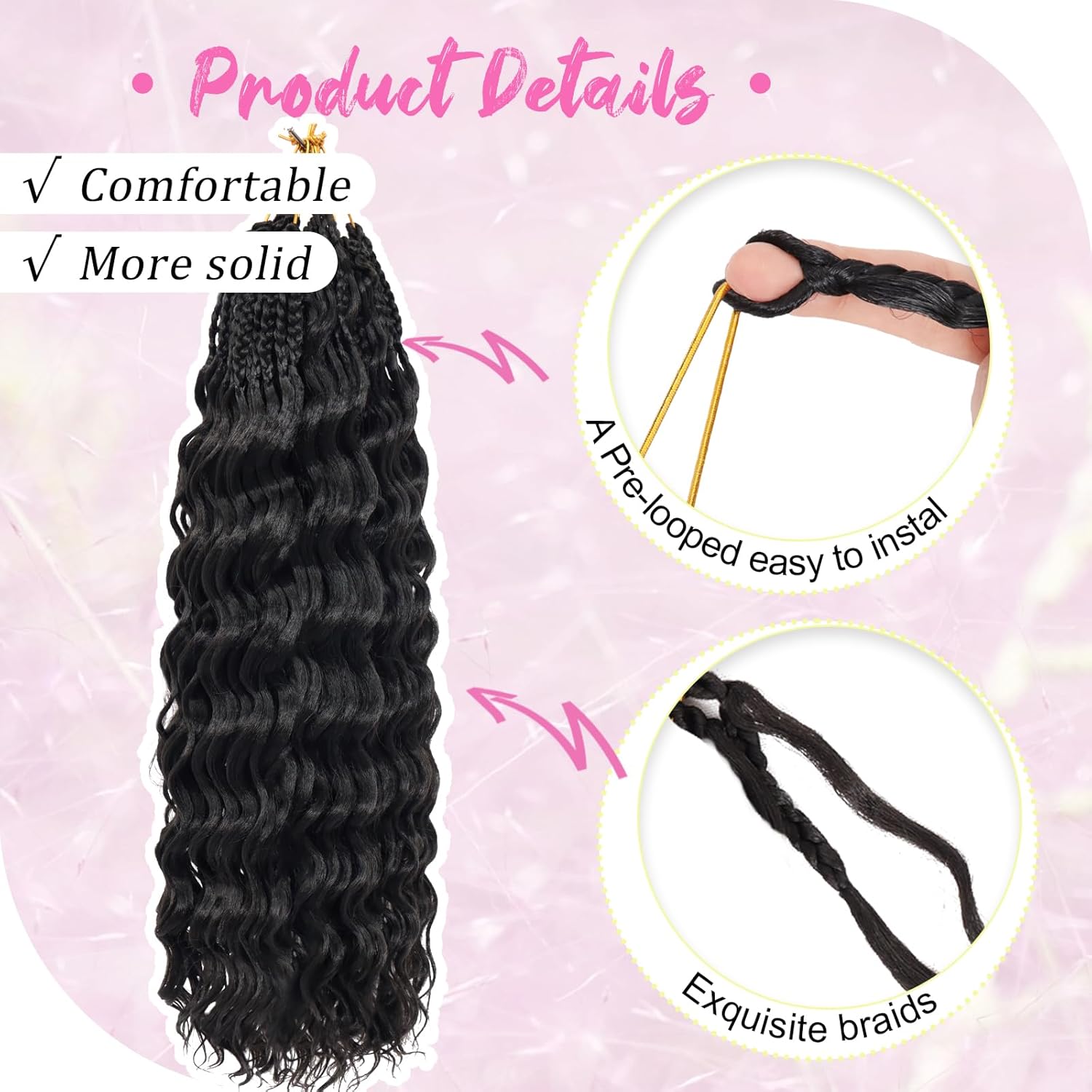 Gowit Pre Looped Deep Wave Crochet Hair 18 Inch 7 Packs Short Curly Black Pre Twisted Ocean Wave Deep Twist Crochet Braids Synthetic Braiding Hair for Black Women
