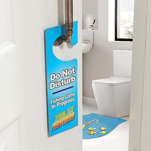 Miniatura 6 de Novelty Place Potty Fisher - Juego de pesca para inodoro para niños y adultos, caña de pescar con línea de gancho y fregadero, tanque de agua,