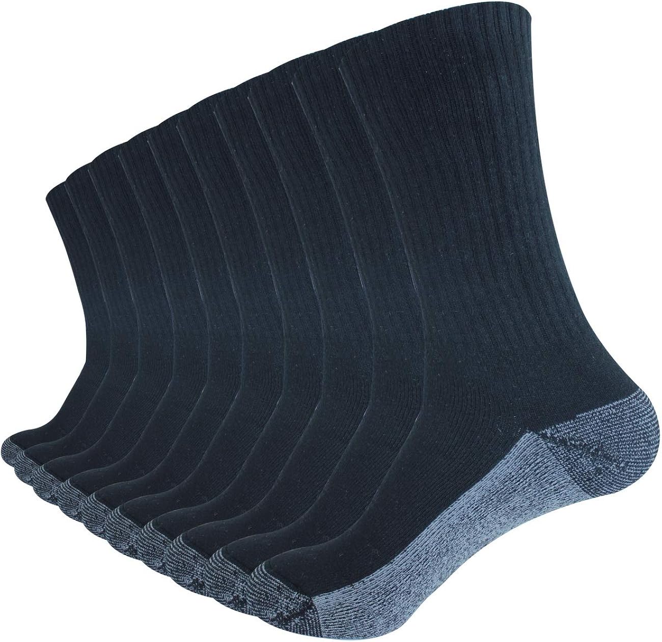 oBolvs 6P Pack Men's Athletic Breathable Cushioned Running Crew Socks,Cotton Moisture Wicking Outdoor Hiking Sports Socks