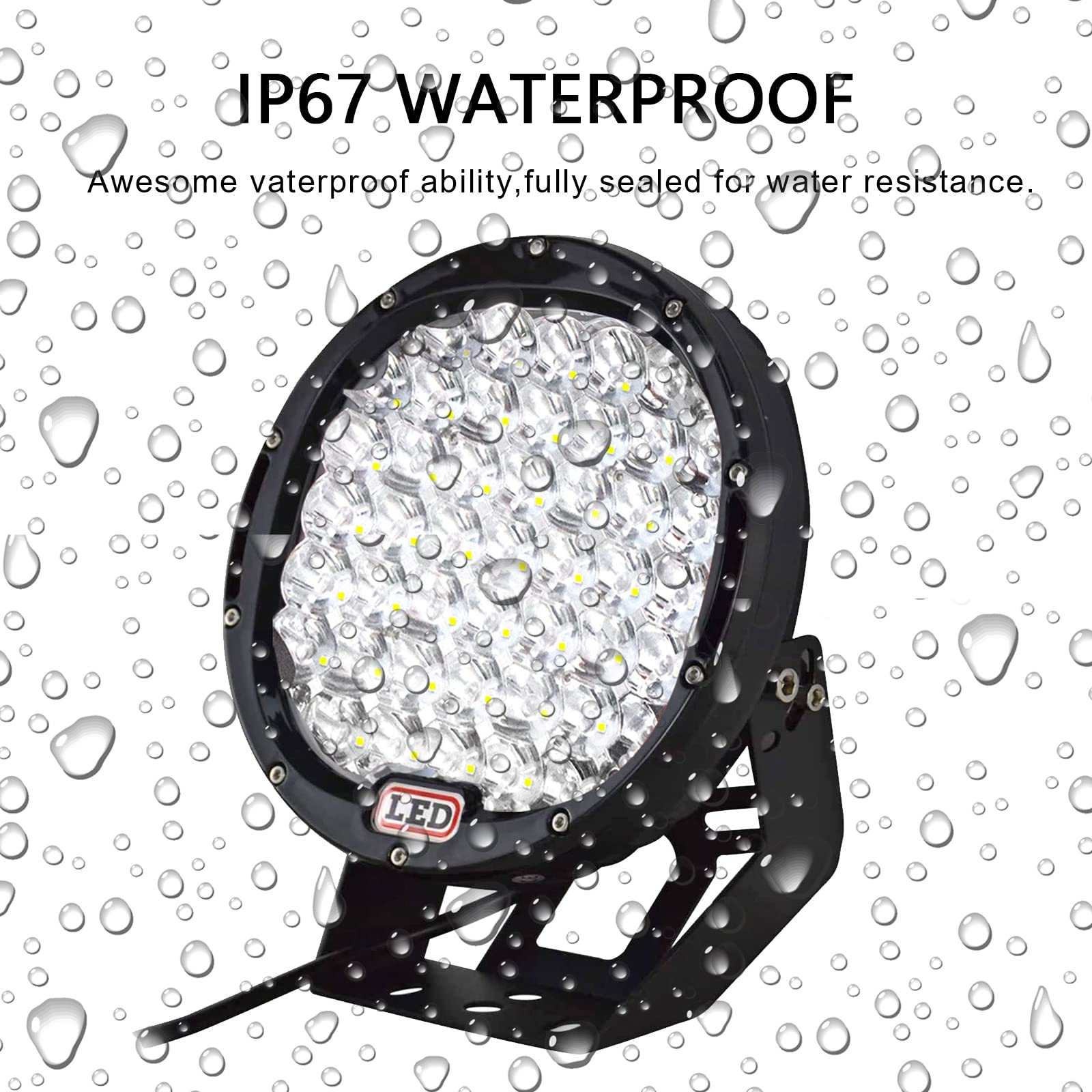 Willpower 2 sztuki 25 cm 225 W okrągłe czarne światło robocze LED białe 6000 K światło punktowe LED lampy do jazdy przeciwmgielnej IP67 wodoodporne z uchwytami montażowymi do 4 x 4 terenowych ciężarówek traktora SUV ATV, 12 V 24 V