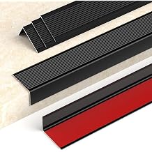 5 Packs 36" Aluminum Stair Nosing, Peel and Stick Stair Treads Staircase Stair Edge Protector Stair Nose Molding Trim for Indoor & Outdoor and Waterproof Black