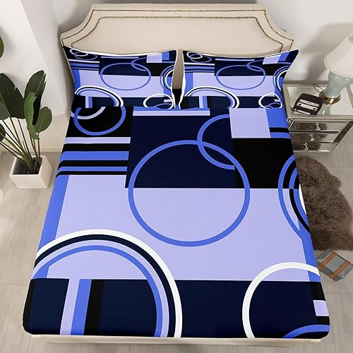 Vista 109 de Juego de sábanas modernas de tamaño Queen, color amarillo, gris y negro, juego de sábanas geométricas a rayas para niños, niñas, niños y Multi 039