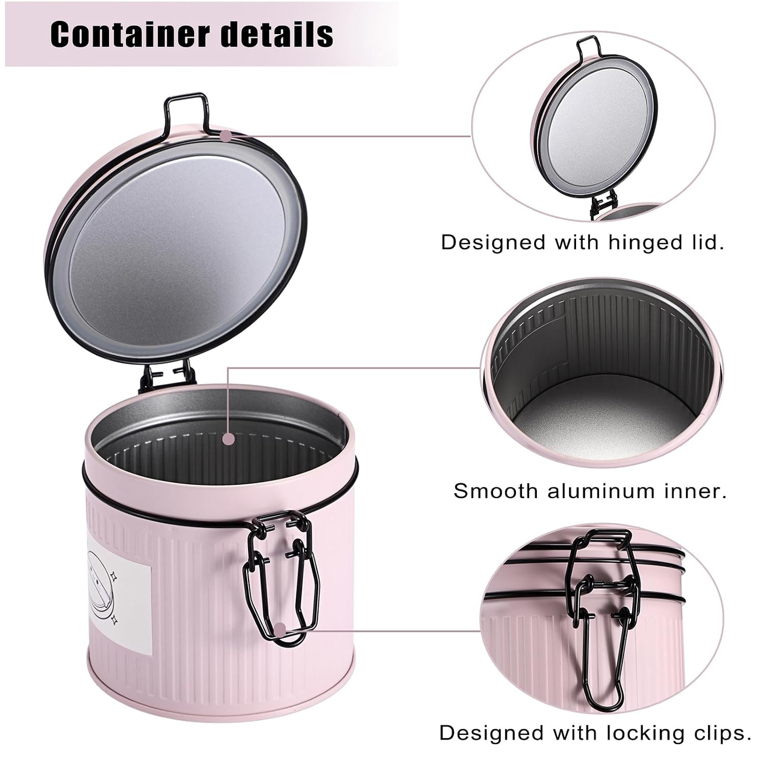 ELLDOO Body Powder Puff and Container, 21oz Empty Metal Jar, Loose Dusting Powder Storage Box with 2pcs Powder Puffs for Baby Women, Pink