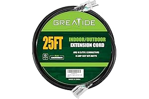 10 Gauge Lighted Outdoor Extension Cord 25 Ft