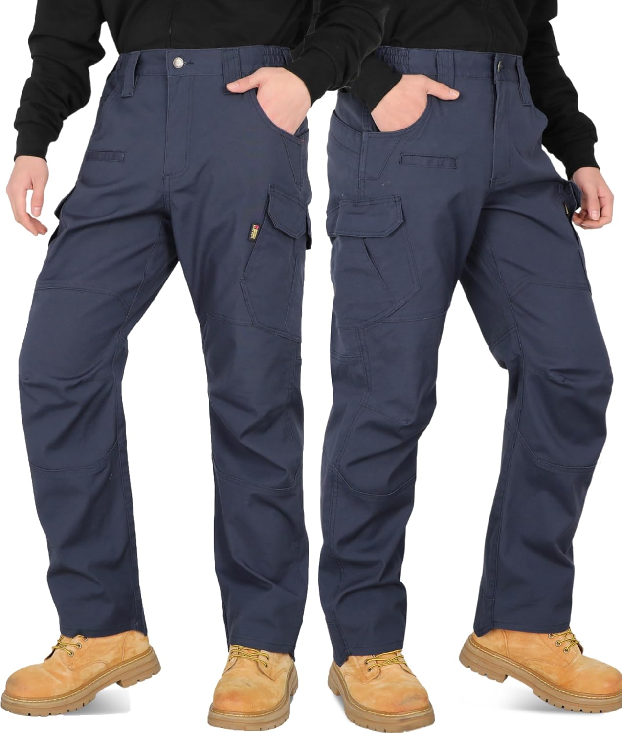 BOCOMAL FR Pants for Men Cargo Pockets Dura-Stretch Rip-Stop Soft Flame Resistant Reinforced Work Jeans Relaxed Fit - Image 3