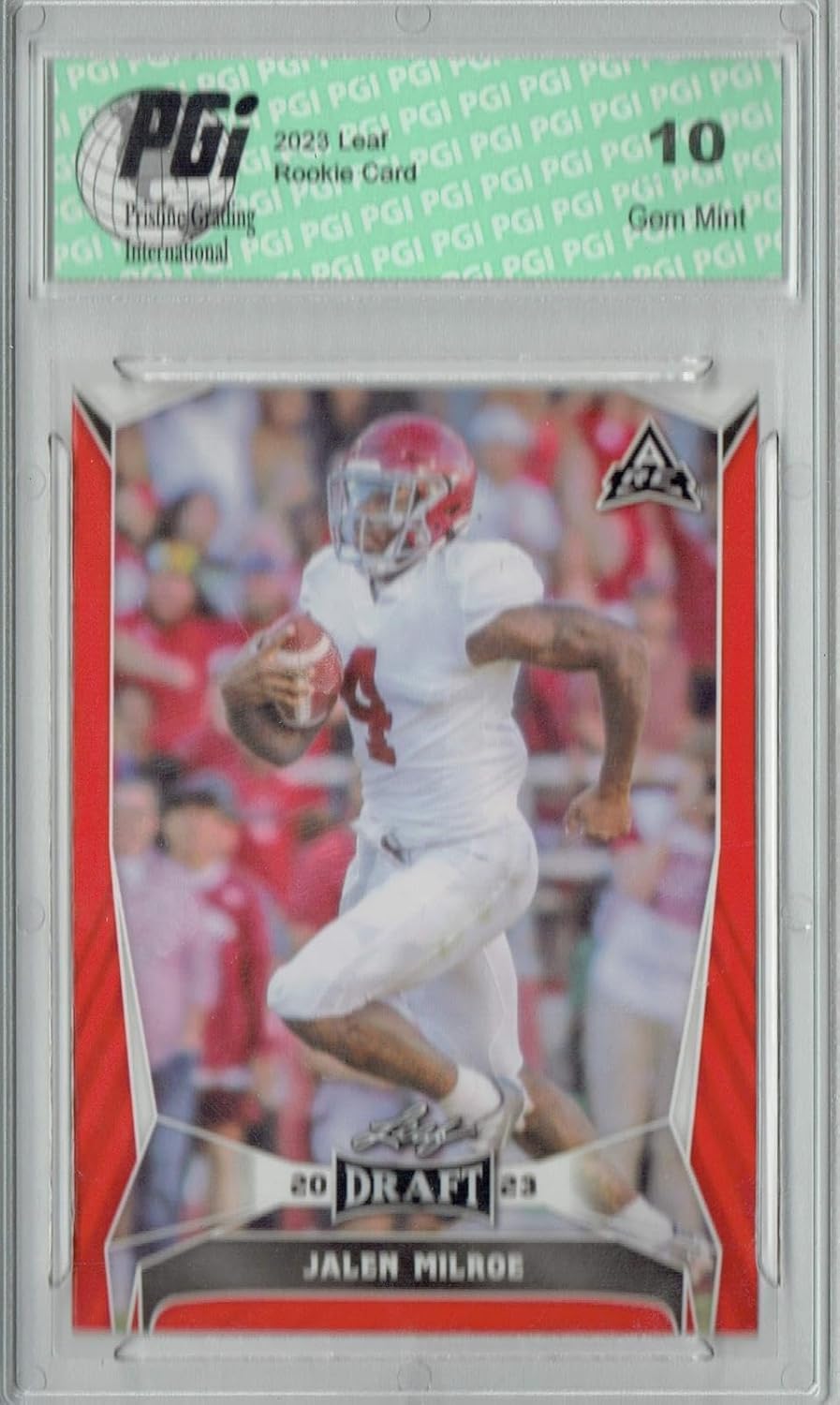 Jalen Milroe 2023 Leaf Football #36 SP Rookie Card PGI 10 - Sports Memorabilia