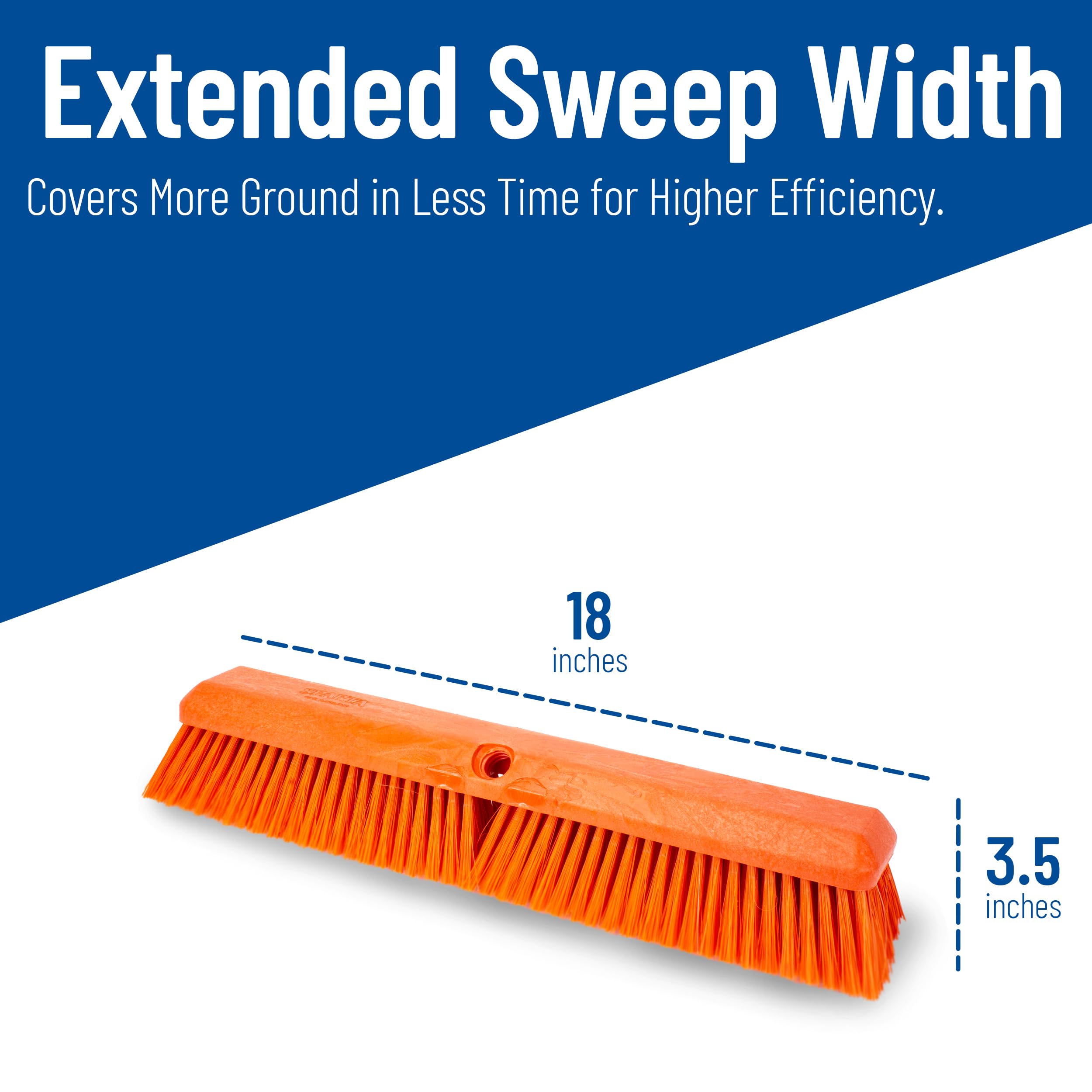 SPARTA Omni Sweep - Scopa a spinta in plastica, resistente, con sistema di codice colore, per esterni, interni, garage, cemento, patio, cucina, bagno, 45 cm, arancione