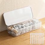 2 Pack Cable Organizer with 20 Wire Ties, Clear Plastic Cord Charger Storage Box with Clear Lid for Home Office Desk Organization and Accessories