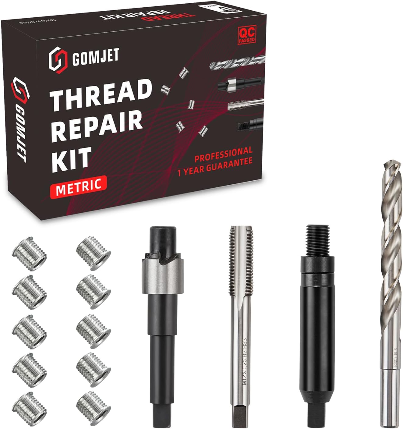 M12X1.5 Metric Thread Repair Kit, with M12X1.5X9.2MM Stainless Steel Insert Qty 10