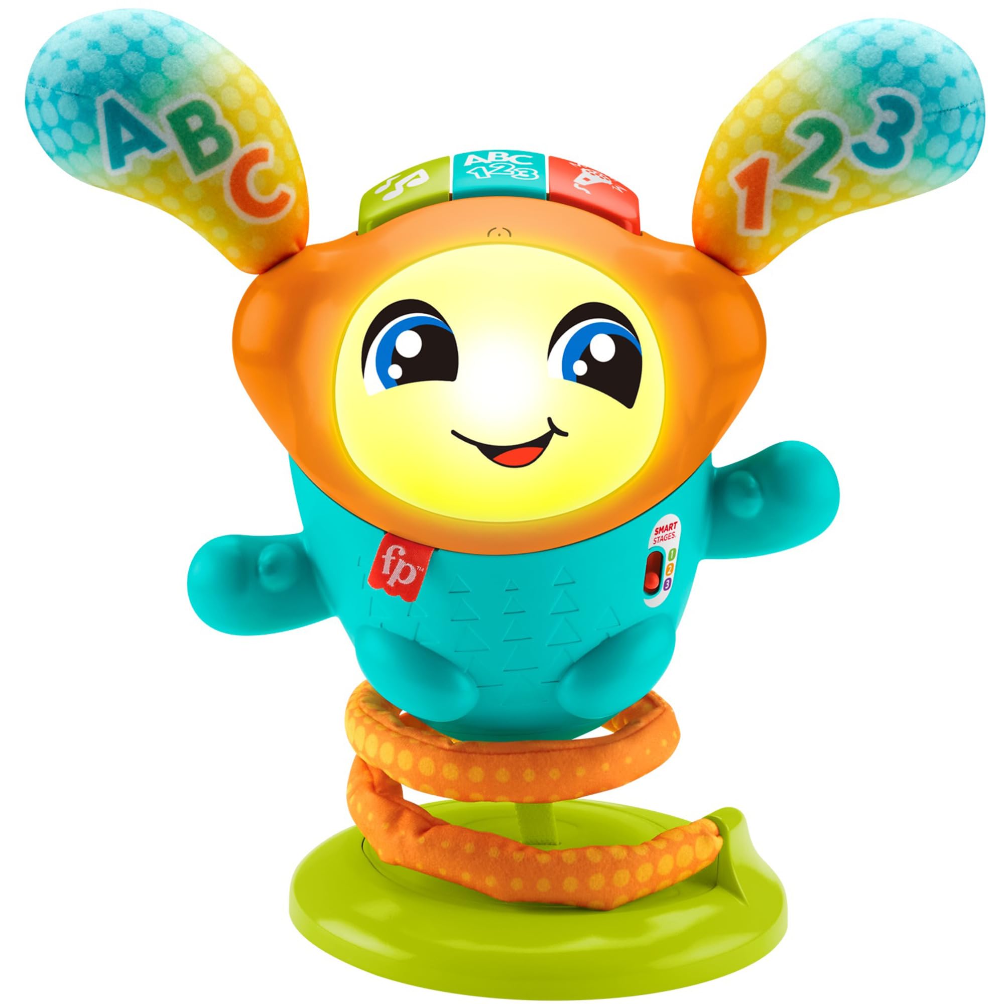 Fisher-Price Boti Robotito Saltarín, juguete electrónico para aprender letras y números, regalo para bebé +9 meses, versión ALEMÁN (HJP94)