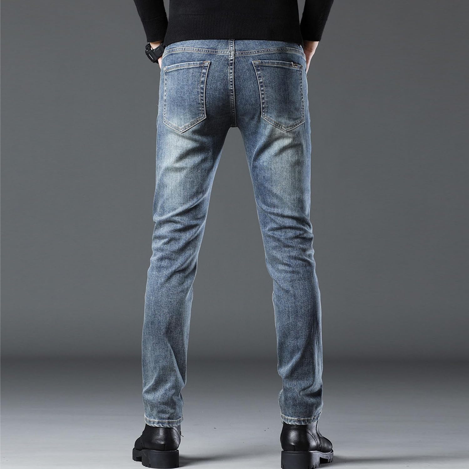 Men Micro Fade Skinny Denim Pants Outdoor Stretch Stretch Distressed Jeans Spring Casual Slim Fit Commute Trousers