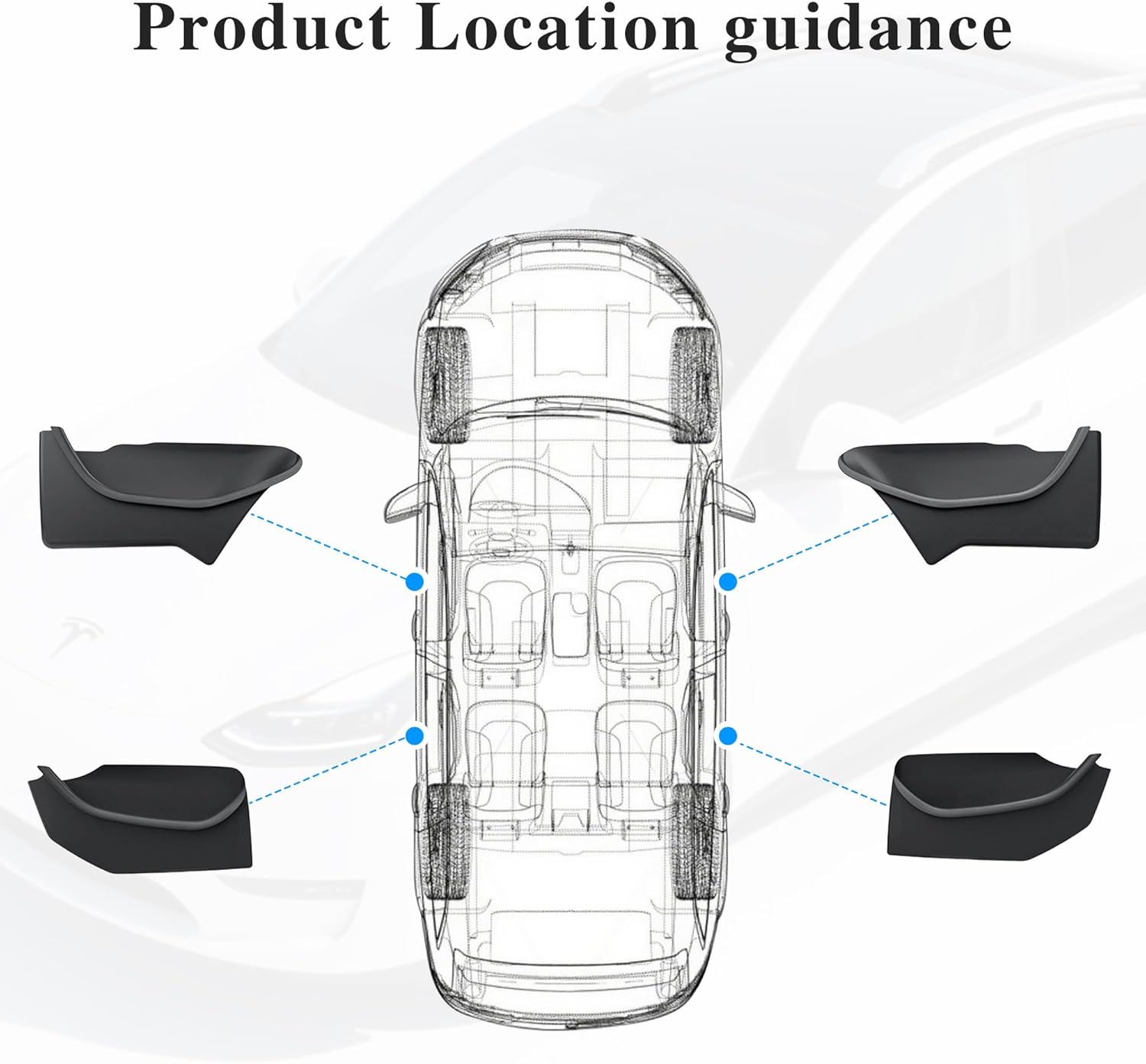 4pcs Door Pocket Organizer Set for tesla Model Y Juniper 2025 2026 Full-Coverage TPE Tray Liners for Front Rear Door Slots Door Side Storage Box Model Y Juniper Accessories (Not fit 2026 Standard)