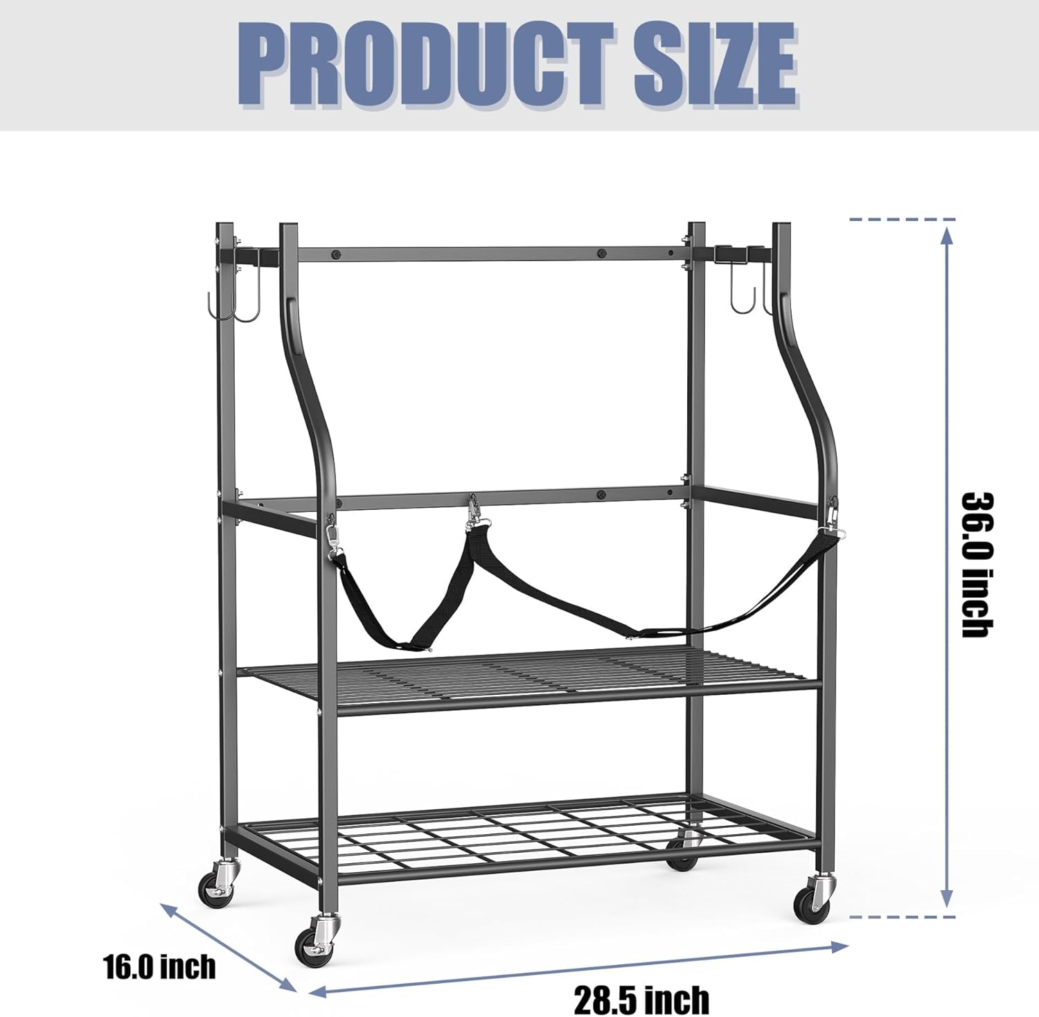 WALMANN Wall-Mounted Golf Bag Organizer, Rolling Storage Rack for 2 Golf Bags with Accessories Shelf for Garage