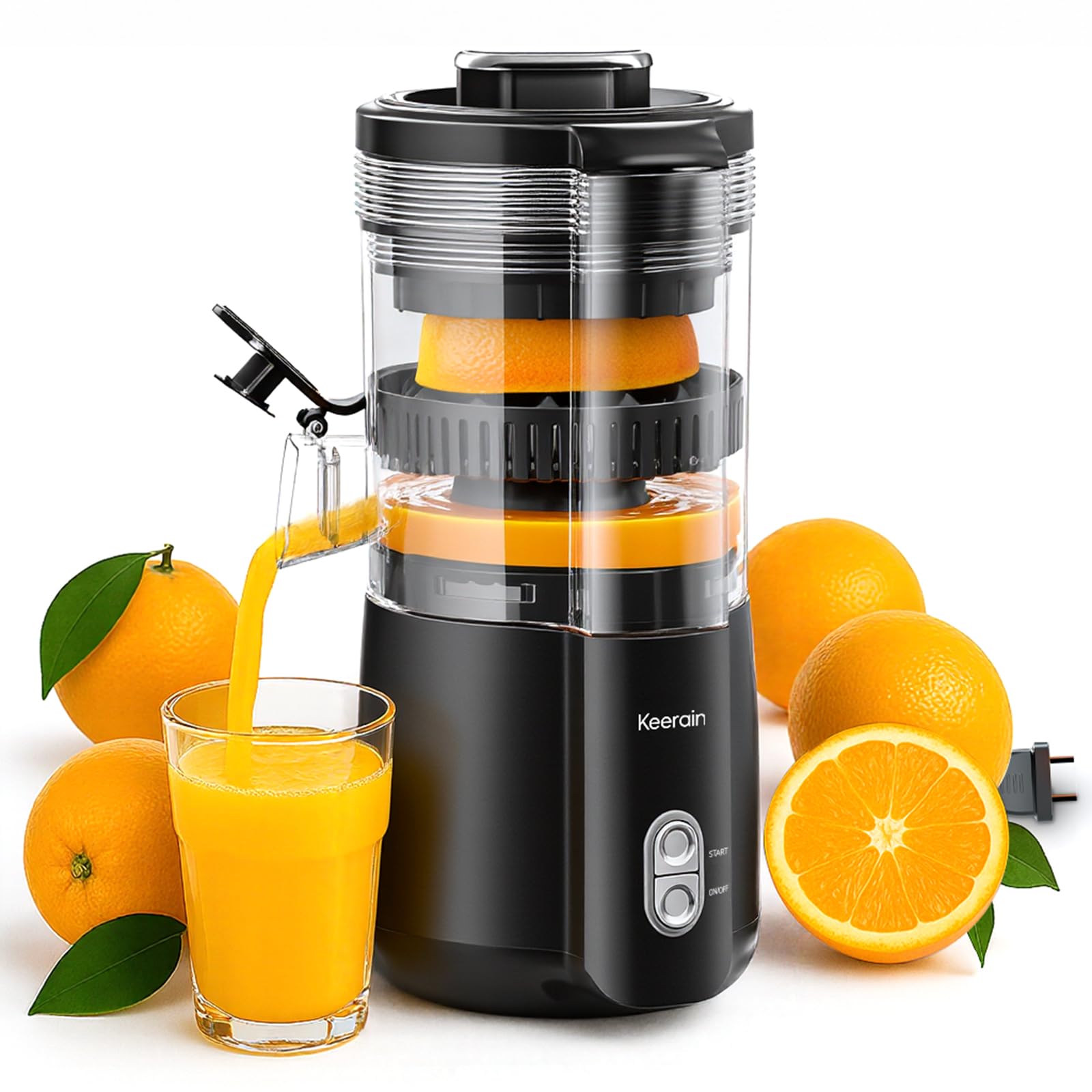 Presse Agrume Electrique 100W Puissant – Extracteur de Jus Professionnel pour Oranges, Citrons, Grenades – Haut Rendement, Anti-Gouttes, Facile à Nettoyer