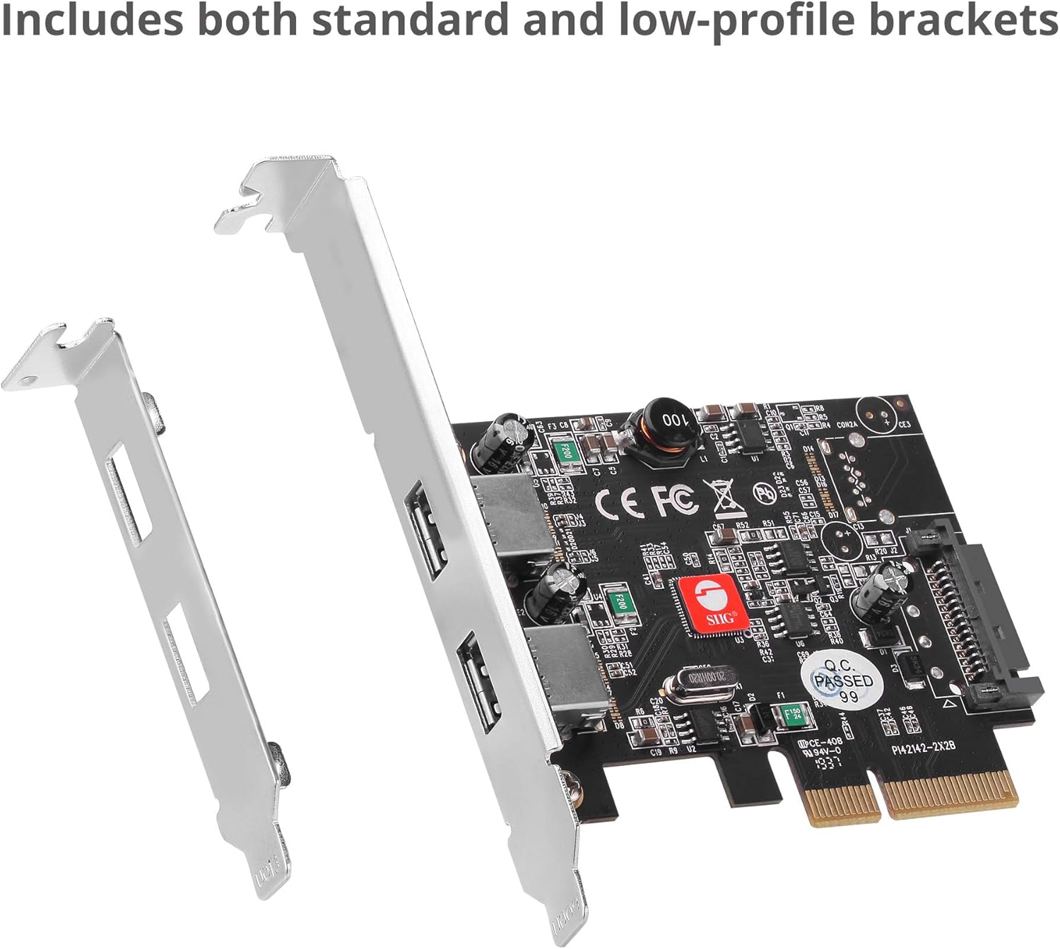 SIIG 2-Port USB 3.1 PCIe Card, PCIe 3.0 x4 to Two USB 3.1 Gen 2 Type-A, 10Gbps & 5V/900mA per Port, UASP, Over-Current Protection, Asmedia ASM3142 Chipset, Dual-Profile Brackets (JU-P20912-S2)