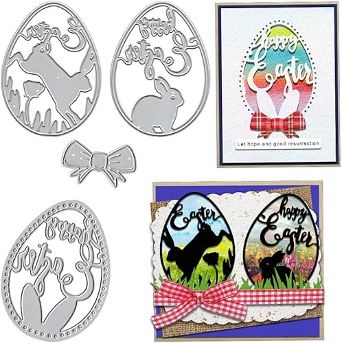 Miniatura 1 de Huevos de Pascua para hacer tarjetas, huevos de Pascua, troqueles de corte de marco de flores de primavera, plantillas de troquelado de conejo,