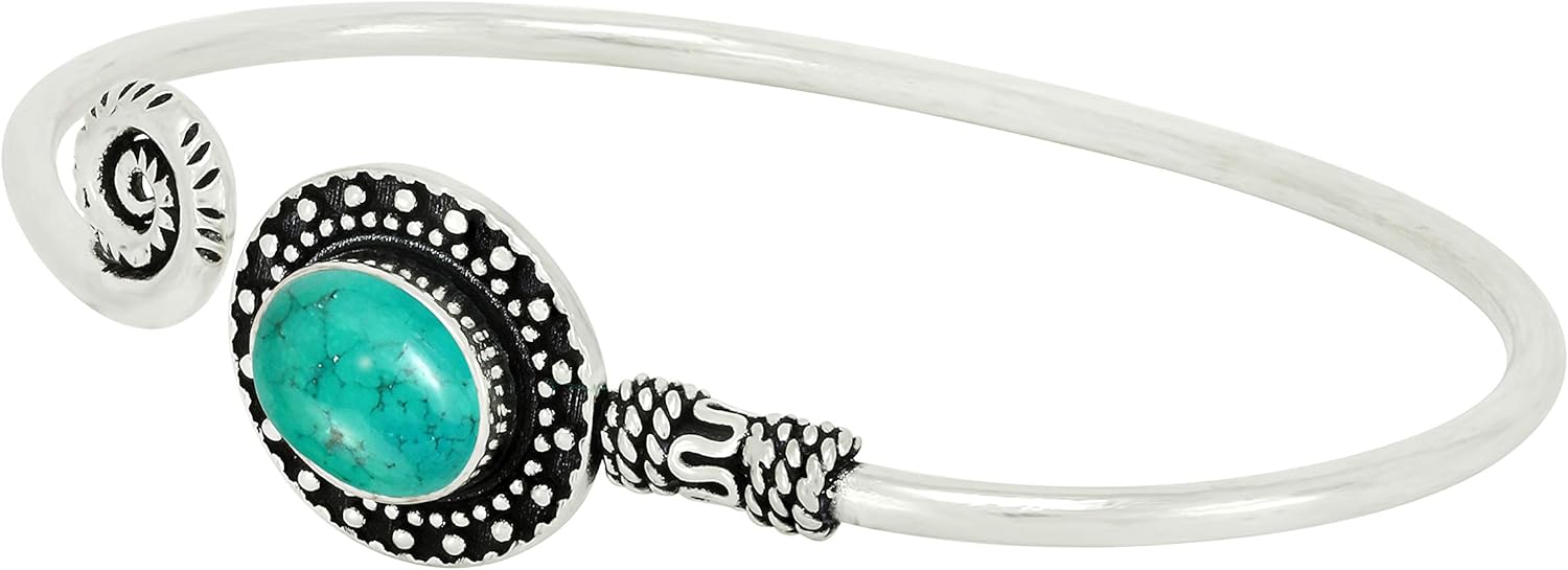 Natural Gemstones 925 Silver Plated Cuff Bracelets for Women - Oval Shape Stone Birthstone Handmade Adjustable Open Bangle Jewelry - Gifts for Wedding Anniversary Valentine's Day Christmas - Image 2