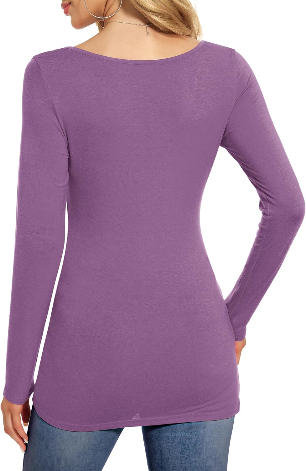 Amoretu Women's Scoop Neck Short/Long Sleeve Tees Cotton T Shirts Blouses Tops - Image 5