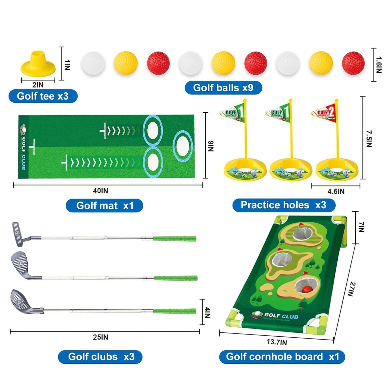 Set de Golf Infantil para Niños de 3 a 6 años: Regalo de Cumpleaños Ideal para Niñas Y Niños.