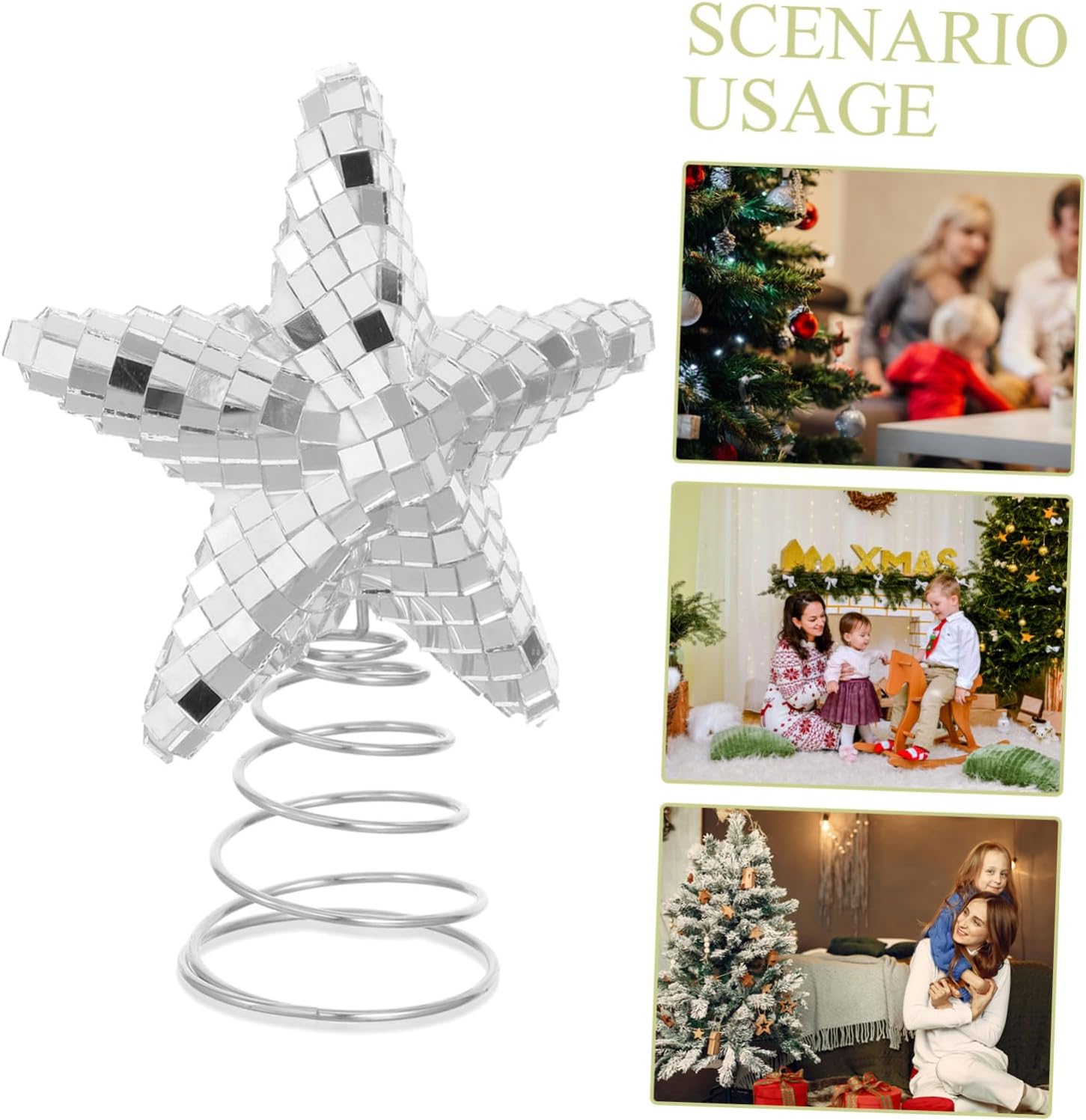 Star Shaped Mirror Disco Ball Topper ive Glass Sparkle for Christmas Tree Wedding
