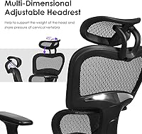 Vista 4 de Giantex Silla de oficina ergonómica, silla de computadora de malla con reposabrazos 3D ajustable, reposacabezas, soporte lumbar extraíble, sillas