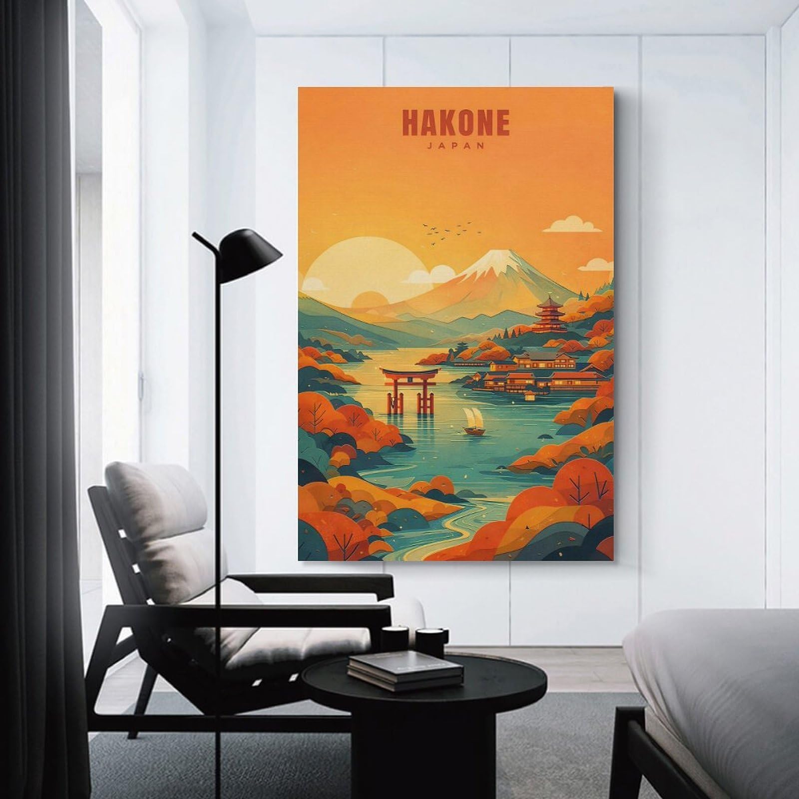 Junmoney Hakone Japan Landscape Canvas Wall Decor 20x30inch(50x75cm), for Workspace Walls, Study Corners Or Bedrooms, Decorative Artwork for Productive Spaces
