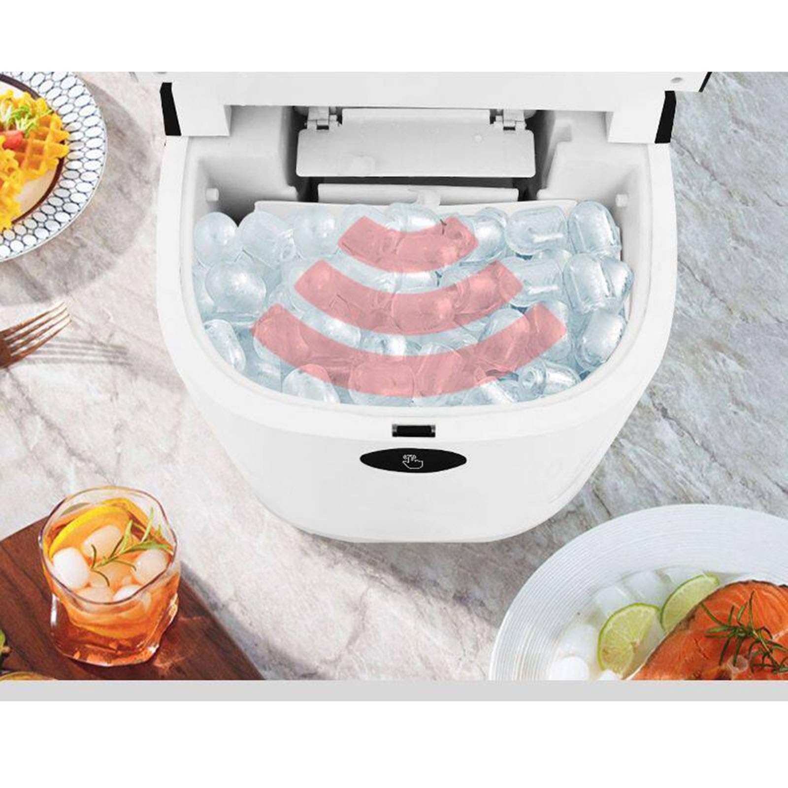 Fabbricatore Ghiaccio Domestico,Produttore Ghiaccio Banco,Sensore Infrarossi,9 Cubetti Proiettile Erogati Insieme,Risparmio Energetico E Silenzioso,Ideale per Case,Cucine,Dormitori(D)