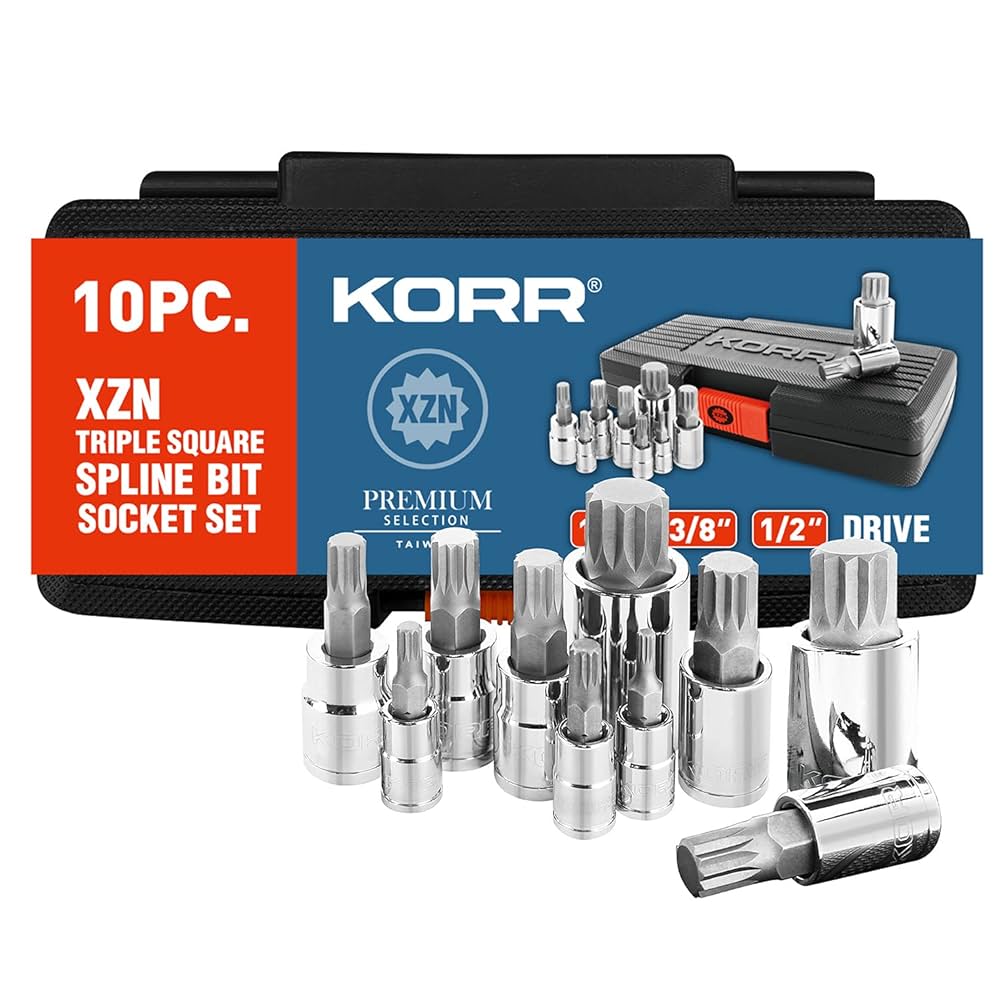 KORR Tools KSS009 10pc XZN Triple Square Spline Bit Socket