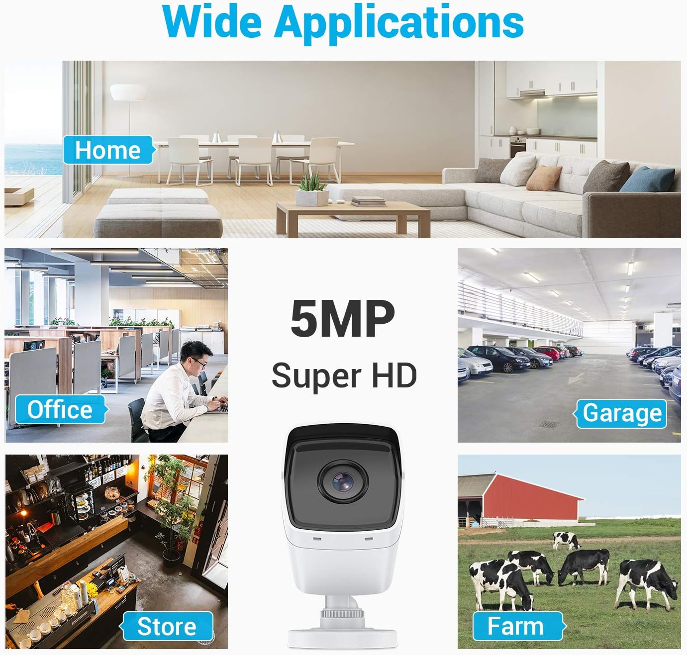 ANNKE Full HD-TVI 5MP Security Camera, 4 Pack Ultra HD IP67 Weatherproof Cameras,EXIR 100ft/30m Night Vision for 24/7 Coverage