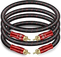 SKW RCA Cable, OFC Copper - Double Shielded 2RCA Male to 2RCA Male - Stereo Analog for CD, DVD, Amplifier, Sound Card, Decoder, Soundbar (2M, Red)