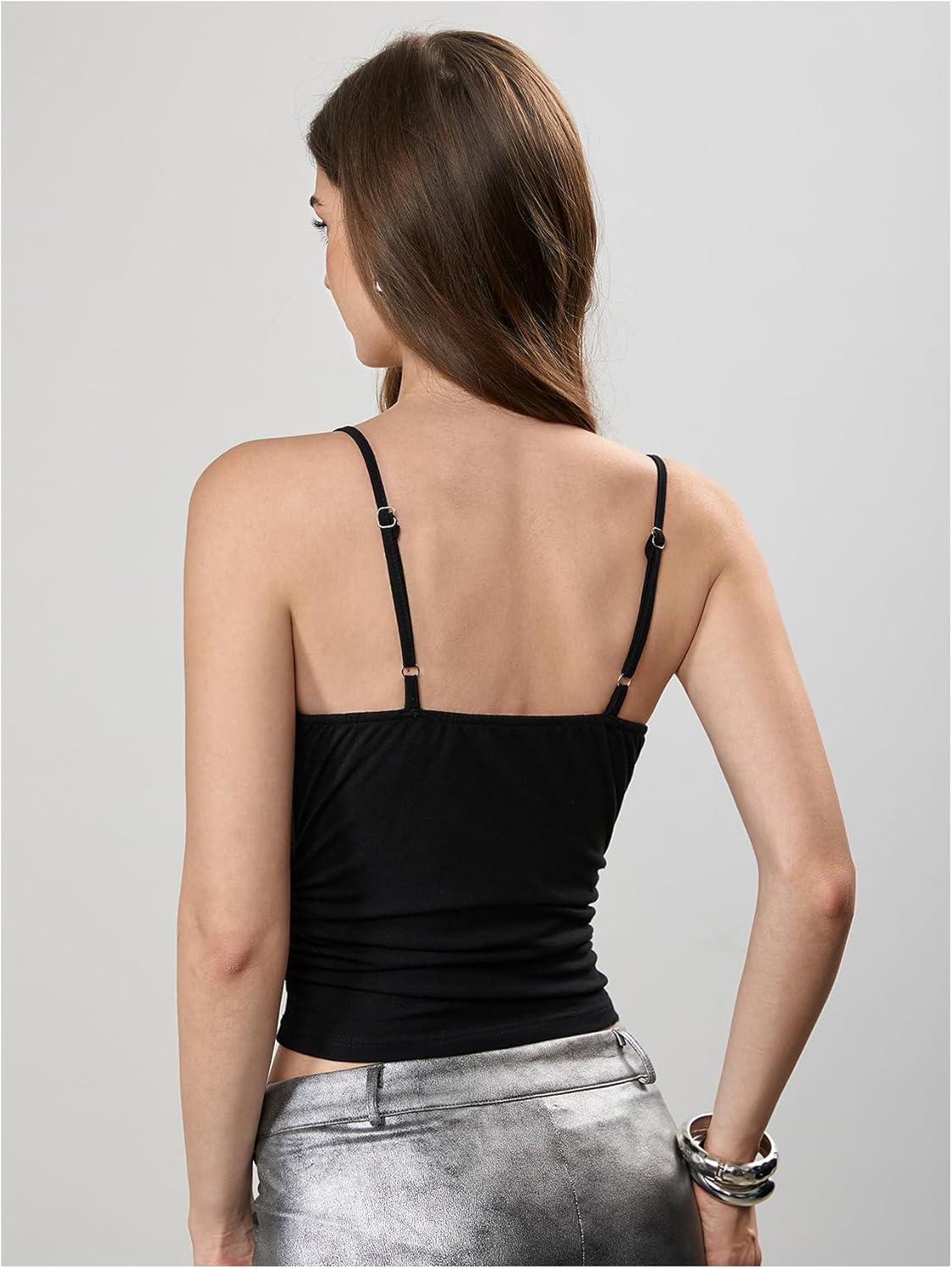 Verdusa Women's Y2k Studded Going Out Tops 2000s Deep V Neck Goth Camisole Top Club Outfits - Image 3