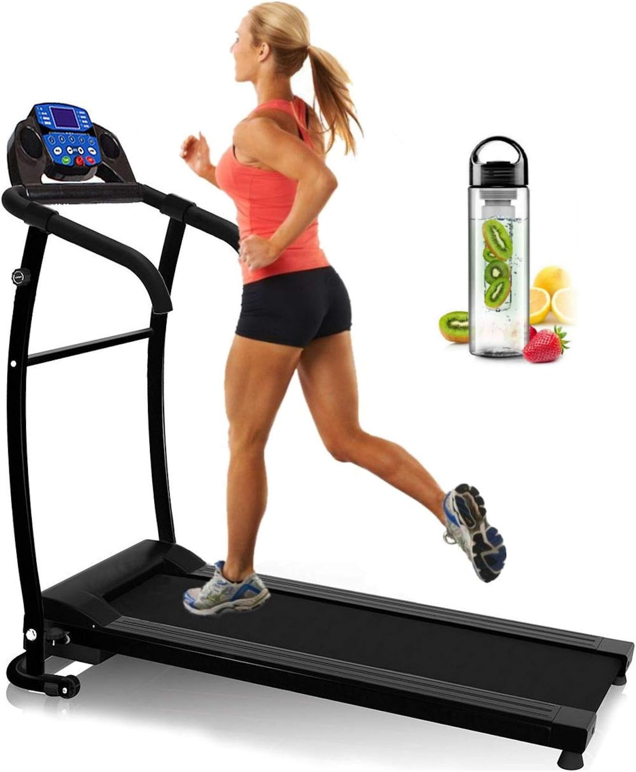 Nero Sports Folding Treadmill Motorised Running Machine Electric Power Fitness Exercise New 10km SPACE SAVER WATER BOTTLE LED Computer