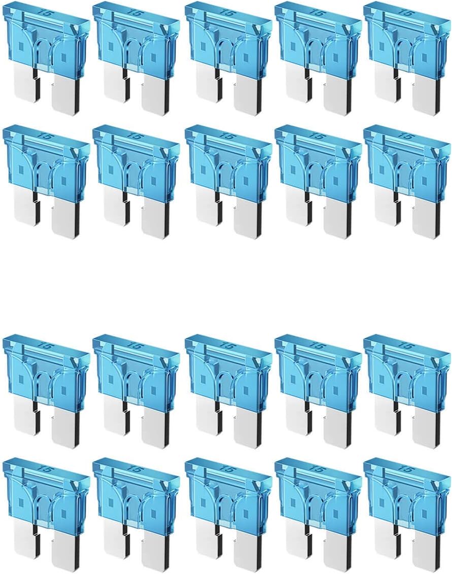 Riseuvo 20pcs 15A Standard Car Fuses - 15 AMP Automotive Fuses(ATO/APR/ATS), 32V (12/24V) Blade Fuse for RV/Truck/SUV