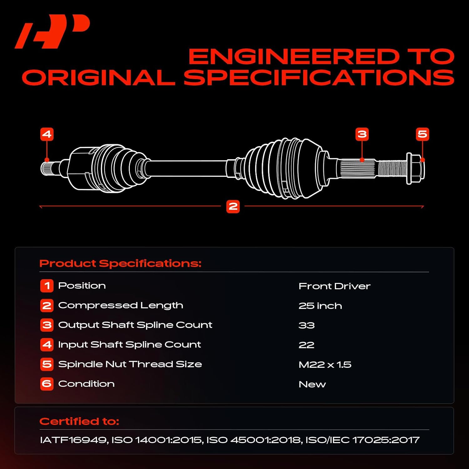A-Premium CV Axle Shaft Assembly - Compatible with Chevrolet Cruze 2013 2014 2015, Cruze Limited 2016, L4 1.8L, Automatic Transmission - Front Left Driver Side