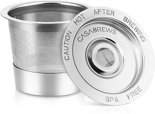 CASABREWS CASKF01 Cápsulas de café reutilizables K Cups para Keurig, filtros de café universales de acero inoxidable recargables reutilizables K Cup