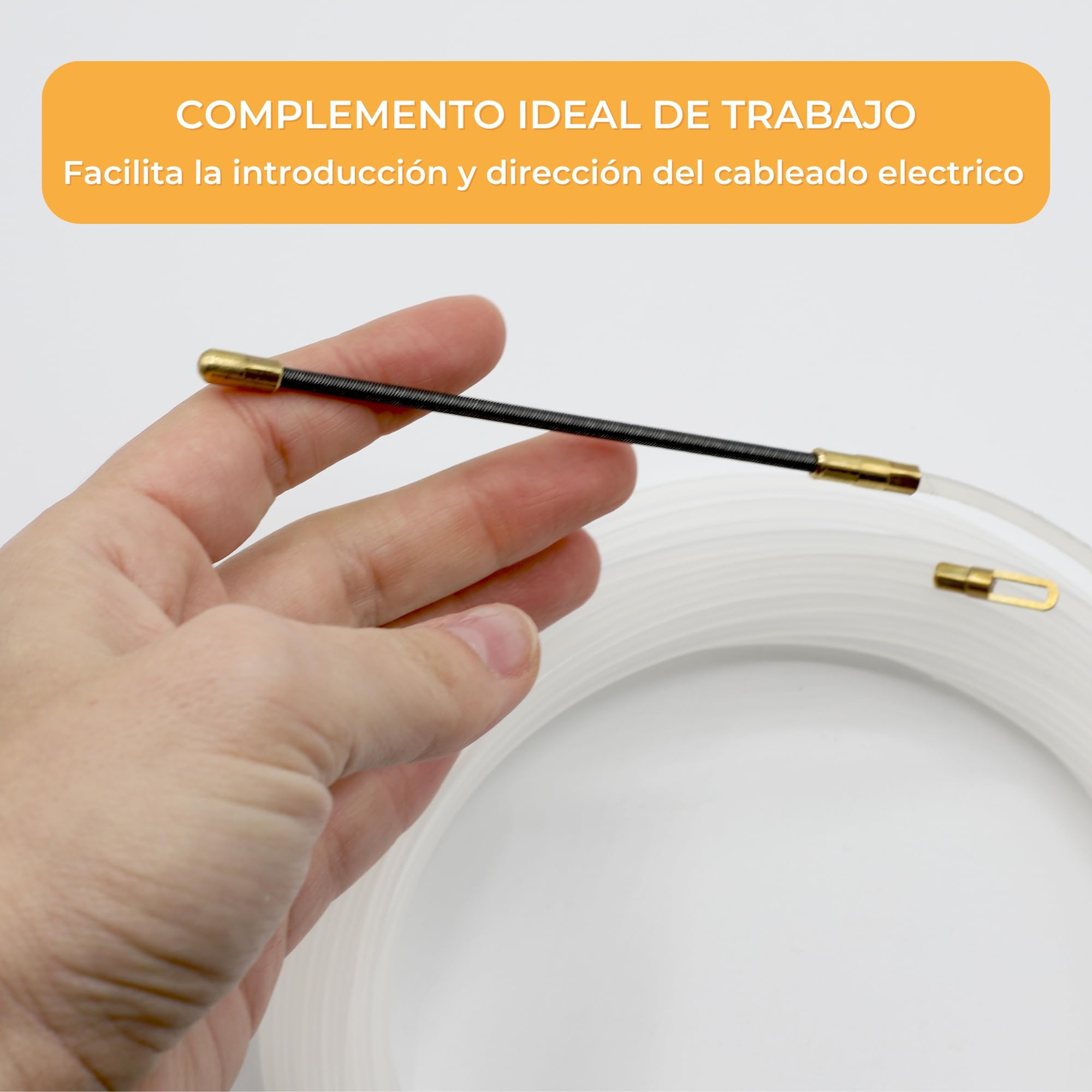 TECHZOCO Guía Pasacables de nylon, Pasacables de Nylon, Guía de Cableado Flexible, Tiracables de Nylon, Guía para Instalación Cables, Terminales Mixtos, Acero + Nylon, diámetro 3 mm x 5 metro largo