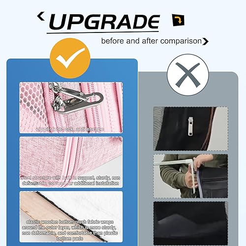 Vista 24 de Suertree Transportador de gatos para 2 gatos, transportador de viaje para mascotas con caja de arena para gatos y perros pequeños de hasta 45 Gris