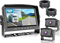 Vista 1 de Fookoo Ⅱ HD 1080P 9" Wired Backup Camera System, 9-inch DVR Dual Split Screen Monitor, IP69 Waterproof Rear View Camera for Truck/Trailer/Box