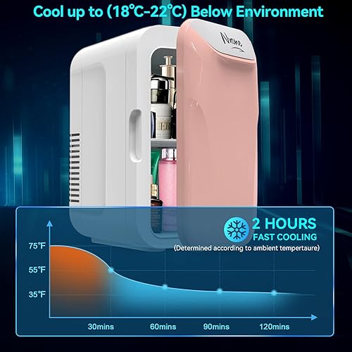 Miniatura 3 de NXONE Mini nevera, refrigerador pequeño de 8 latas6 litros, 110 VAC12 V CC, enfriador termoeléctrico portátil y calentador, escritorio para el