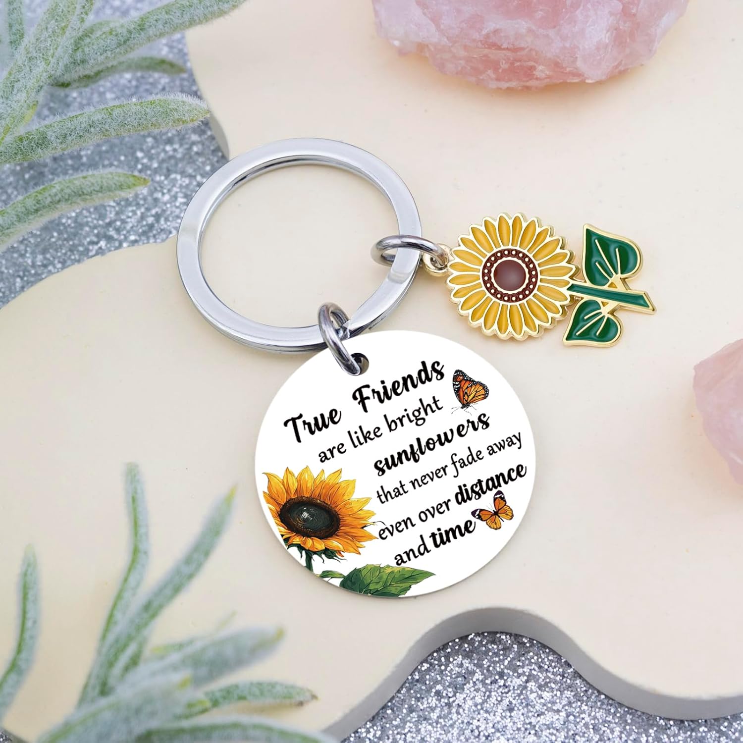 Sunflower Keychain for Women Sunflower Gifts for Women Long Distance Friendship Gifts for Best Friend Bestie Bff Sister Christmas Stocking Stuffers Birthday Gift for Best Friend Keychain Ideas - Image 4
