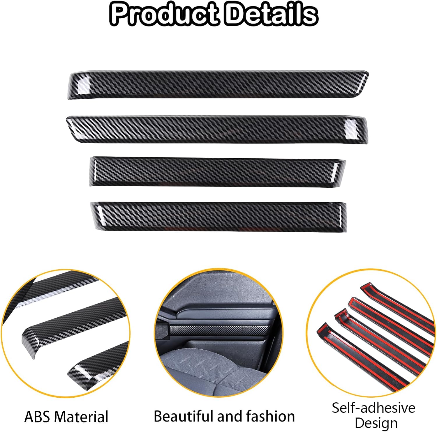 Door Inner Armrest Panel Cover Trim Compatible with Toyota Tacoma 2024 2025 2026 Interior Door Panel Accessories (Carbon Fiber Black)