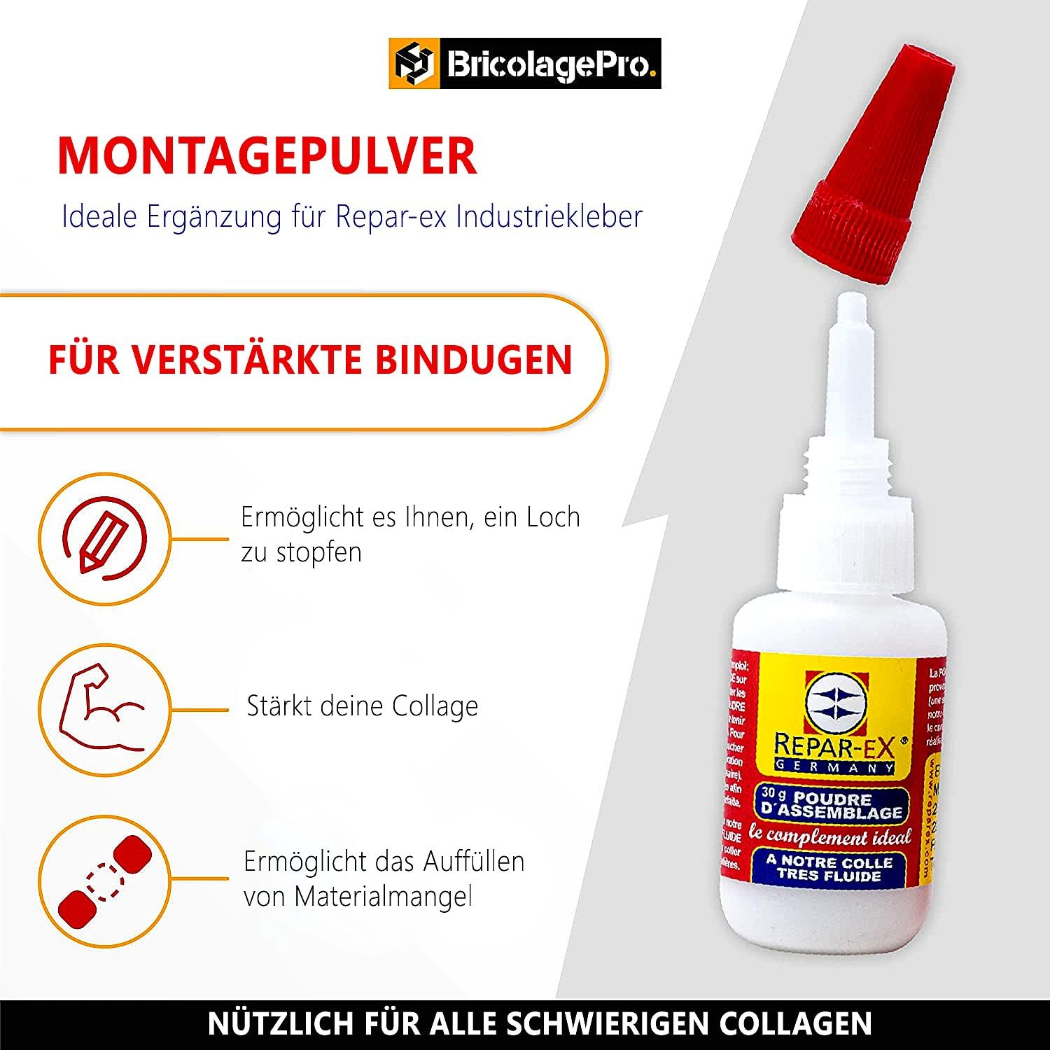 Repar-ex Industriekleber-Set – 6-teilig: Sekundenkleber, Verstärkungspulver, Aktivator, Klebstoffentferner & Primer – Extrem haltbar auf Holz, Metall, Kunststoff & Glas