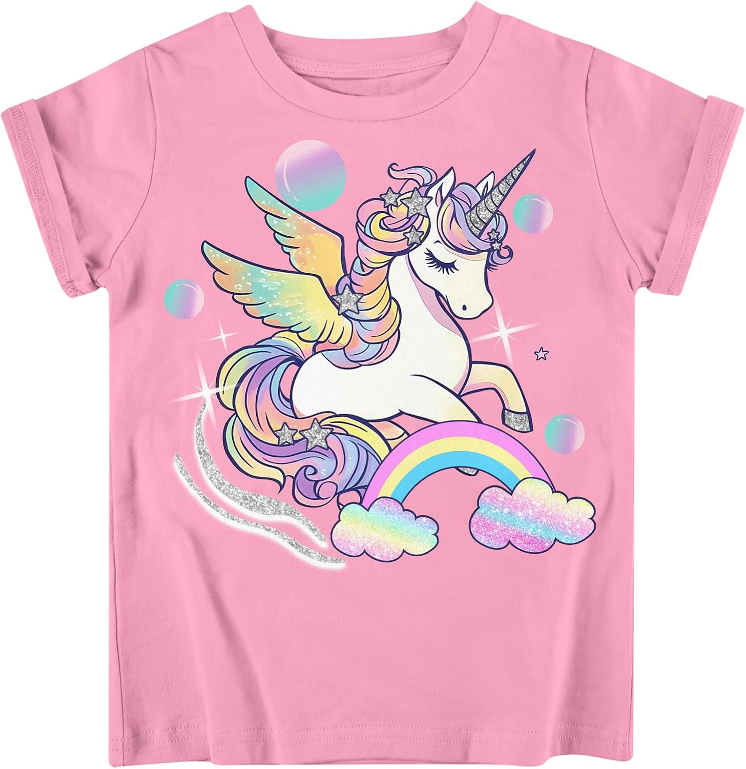 Funnycokid Little Girls T Shirt for Toddler 3-7 Years Kids Tee Graphic Short Sleeve Clothes Tops