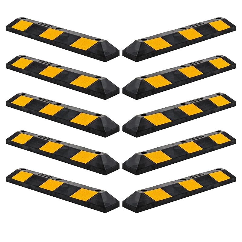 Guardian Parking Stop Curb de Borracha Flexível Preto e Amarelo com Furos de Fixação, 91,4 cm