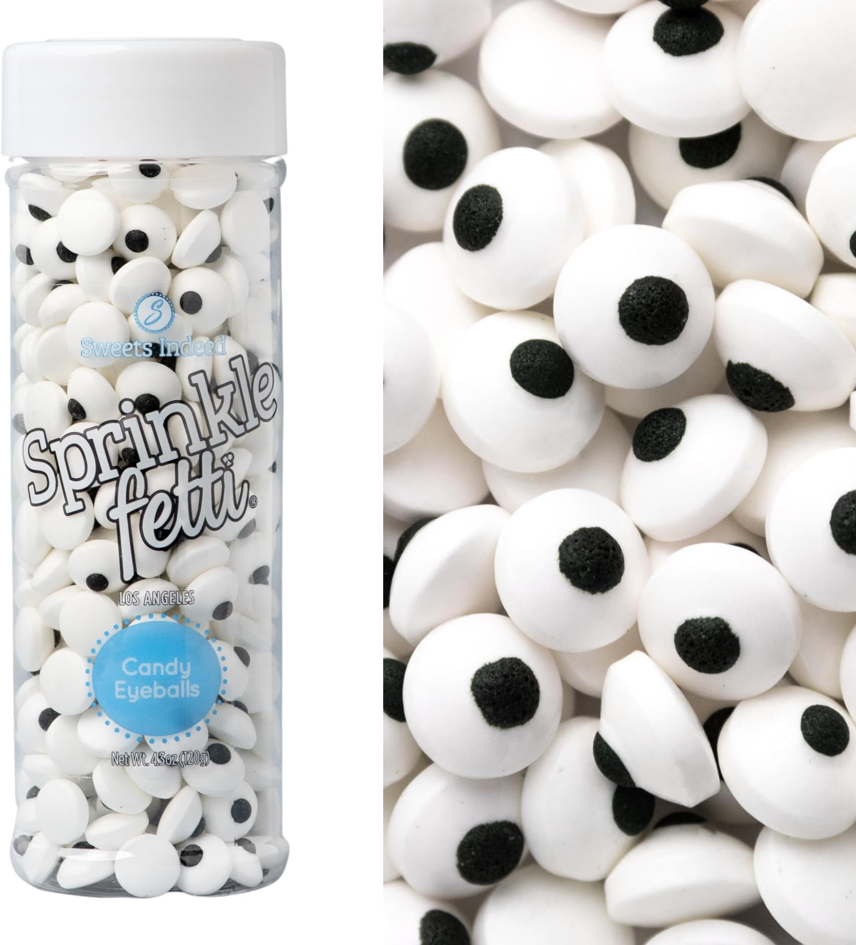 Sweets Indeed Bulk Candy Eyeballs, 300 Edible Eyes, Christmas Sprinkles, Perfect for Cake Decorations, Baking, Ice Cream, Cookies, Cupcake Topper 4.3 ounces