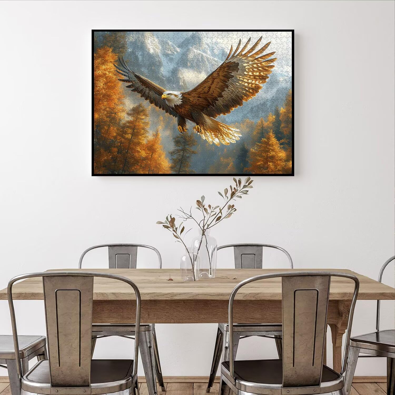Puzzle 1500 sztuk orzeł trudne drewniane puzzle, n-409 | Niemożliwe wyzwanie, inteligentna gra zręcznościowa, gry logiczne dla całej rodziny, zaśnieżone góry