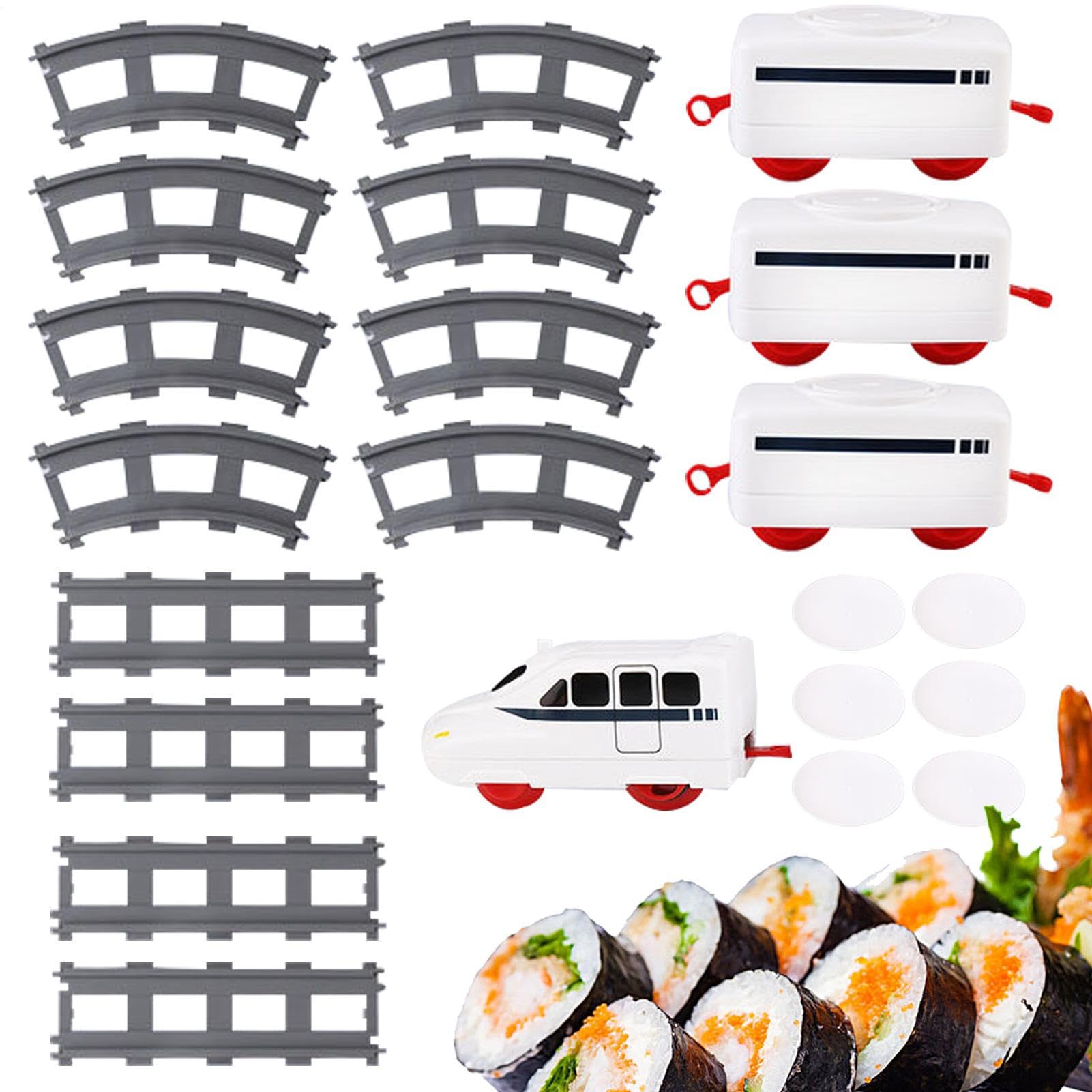 Generisch Zabawka do pociągu sushi – obrotowa zabawka do ciągnięcia | elektryczna | Zestawy kolejowe dla dzieci od 4 lat, zestaw kolejowy na imprezę, stół wystawowy sushi, talerz na huśtawkę, zabawki