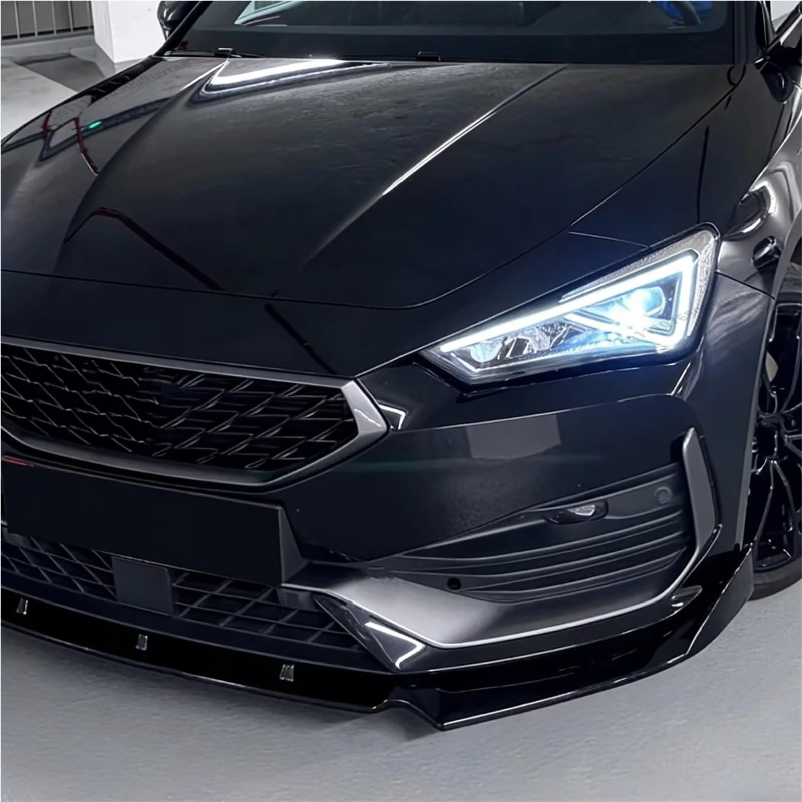 Parachoques Delantero Coche Spoiler Separador Alerón Parachoques Delantero Negro Brillante para Seat para Cupra para Leon MK4 2021-2024 Kits Carrocería Pre-Facelift Kit lip